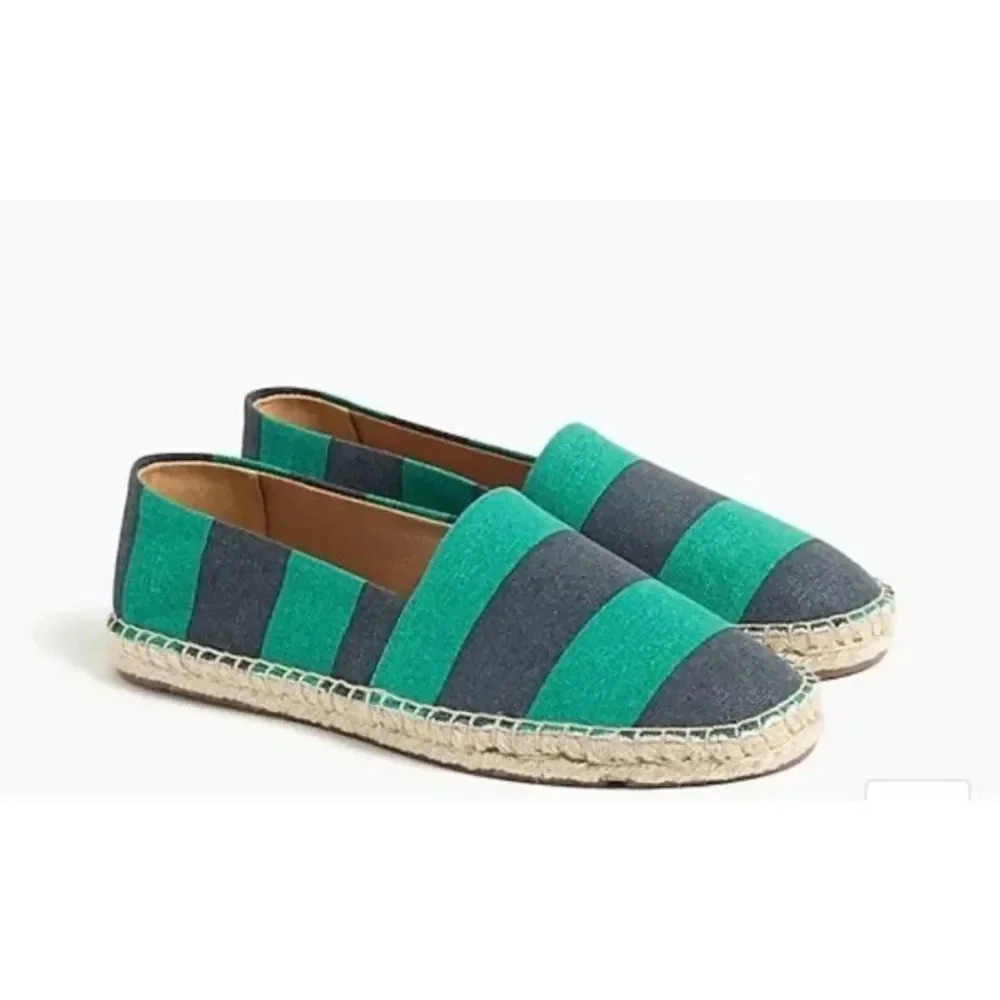 J. Crew Striped Espadrille Slip On Shoes Flats